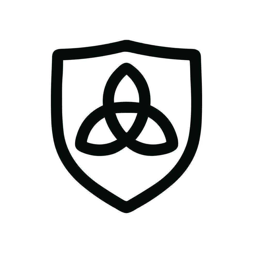 Minimalist Outline Shield with Triquetra Knot Symbol Icon Graphic Design vector