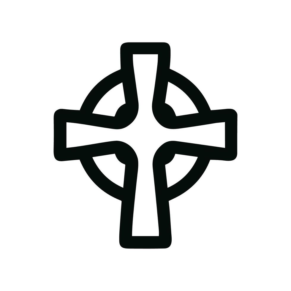 Simple Line Art Celtic Cross with Circle Shape Religious Symbol vector