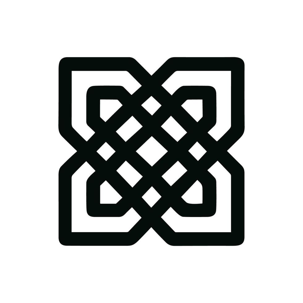 Elegant Geometric Knot Ornament Outline Shape Decorative Graphic Element vector