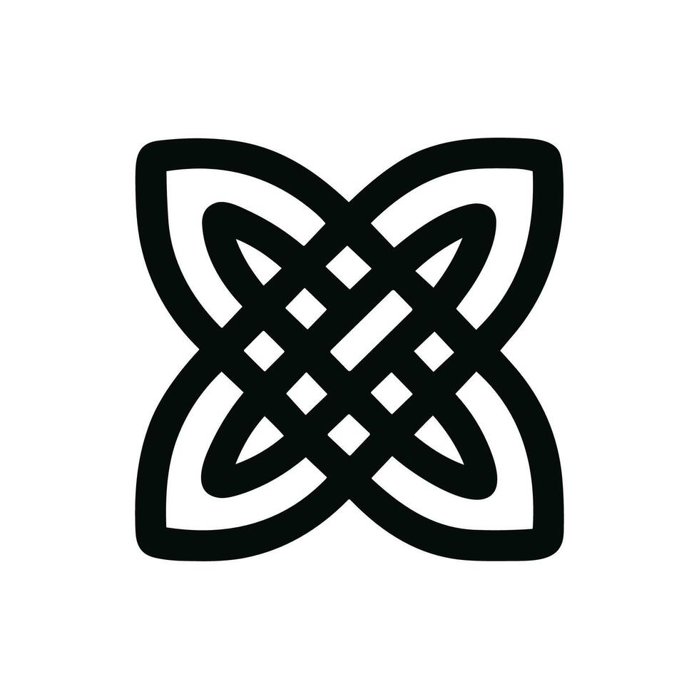 Simple Line Celtic Knot with Four Leaves Abstract Decorative Element vector