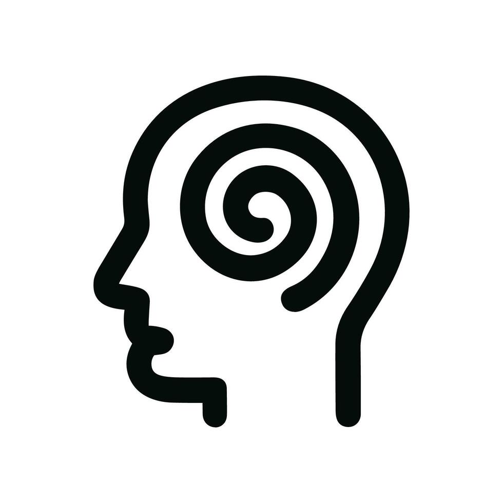 Minimalist Line Art Human Head with Spiral Mind Icon Illustration vector