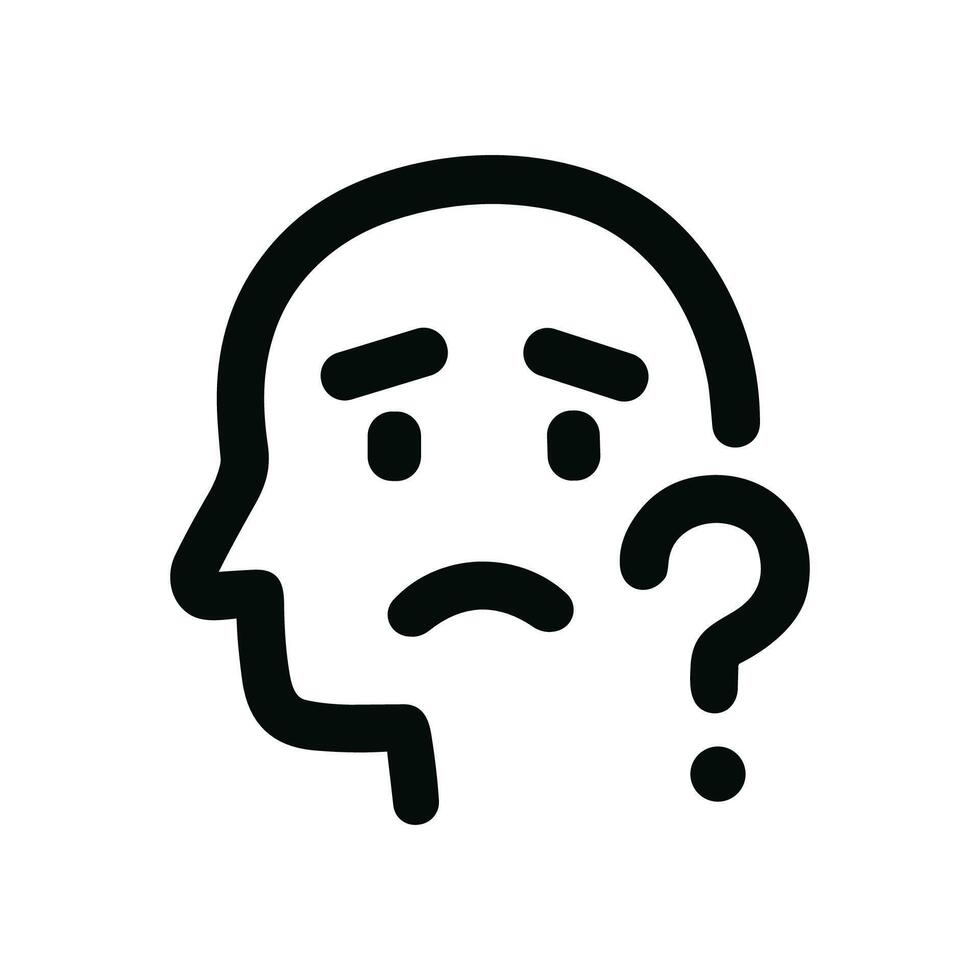 Minimalist Line Art Human Head Question Mark Icon Concept vector