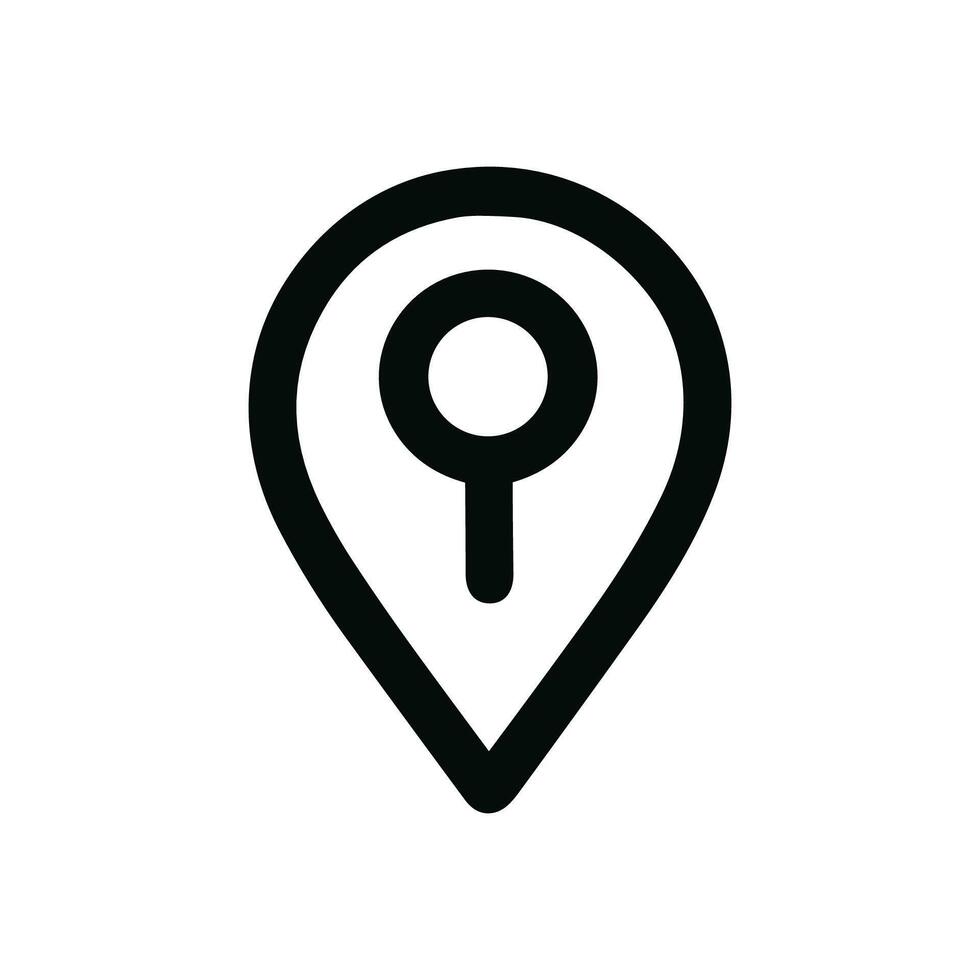 Simple Line Style Location Pointer with Magnifying Glass Icon Symbol vector