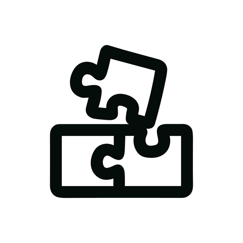 Minimalist Outline Solution Puzzle Game Piece Icon Graphic Illustration vector