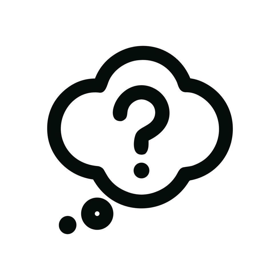 Minimalist Outline Thinking Bubble with Question Mark and Dots Icon vector