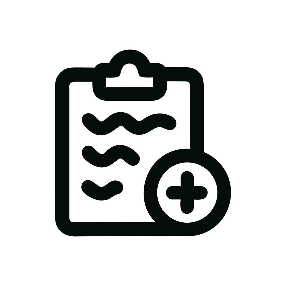 Simple Outline Clipboard with Plus Symbol for Add New Task Icon vector