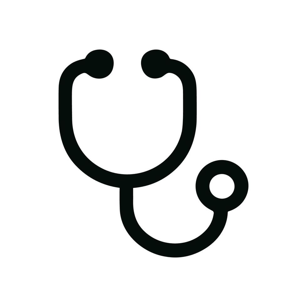 Minimalist Line Art Stethoscope Medical Device Health Checkup Healthcare Icon vector