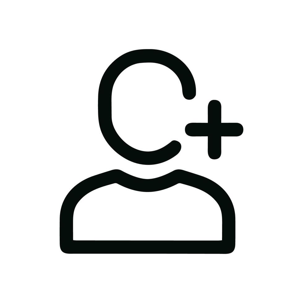 Simple Line Style Add Person User Interface Sign Symbol Icon vector