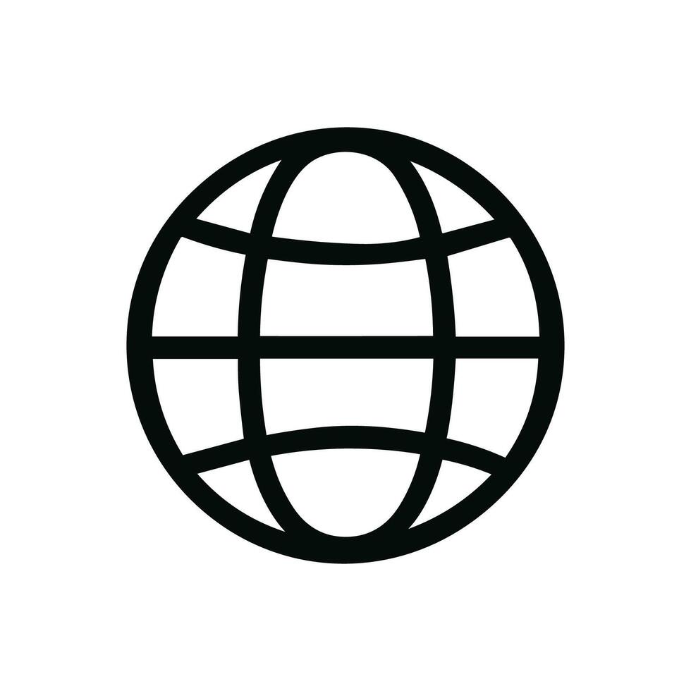 Simple Outline Globe Grid Sphere Earth Planet World Icon Symbol vector