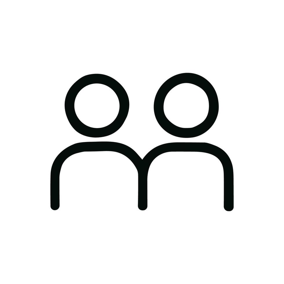 Minimalist Outline Two People Icon Design for Social Connection and Collaboration vector