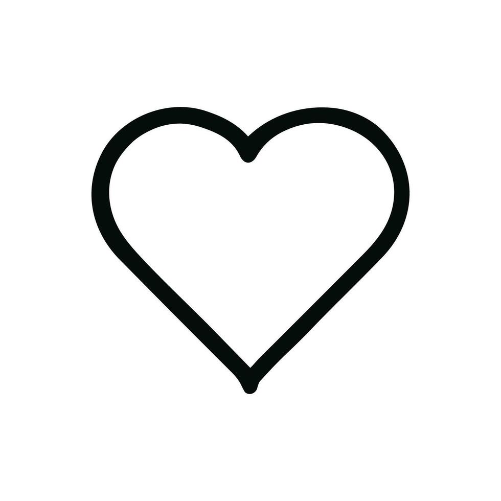 Simple Outline Heart Shape Graphic Element Black and White Icon vector