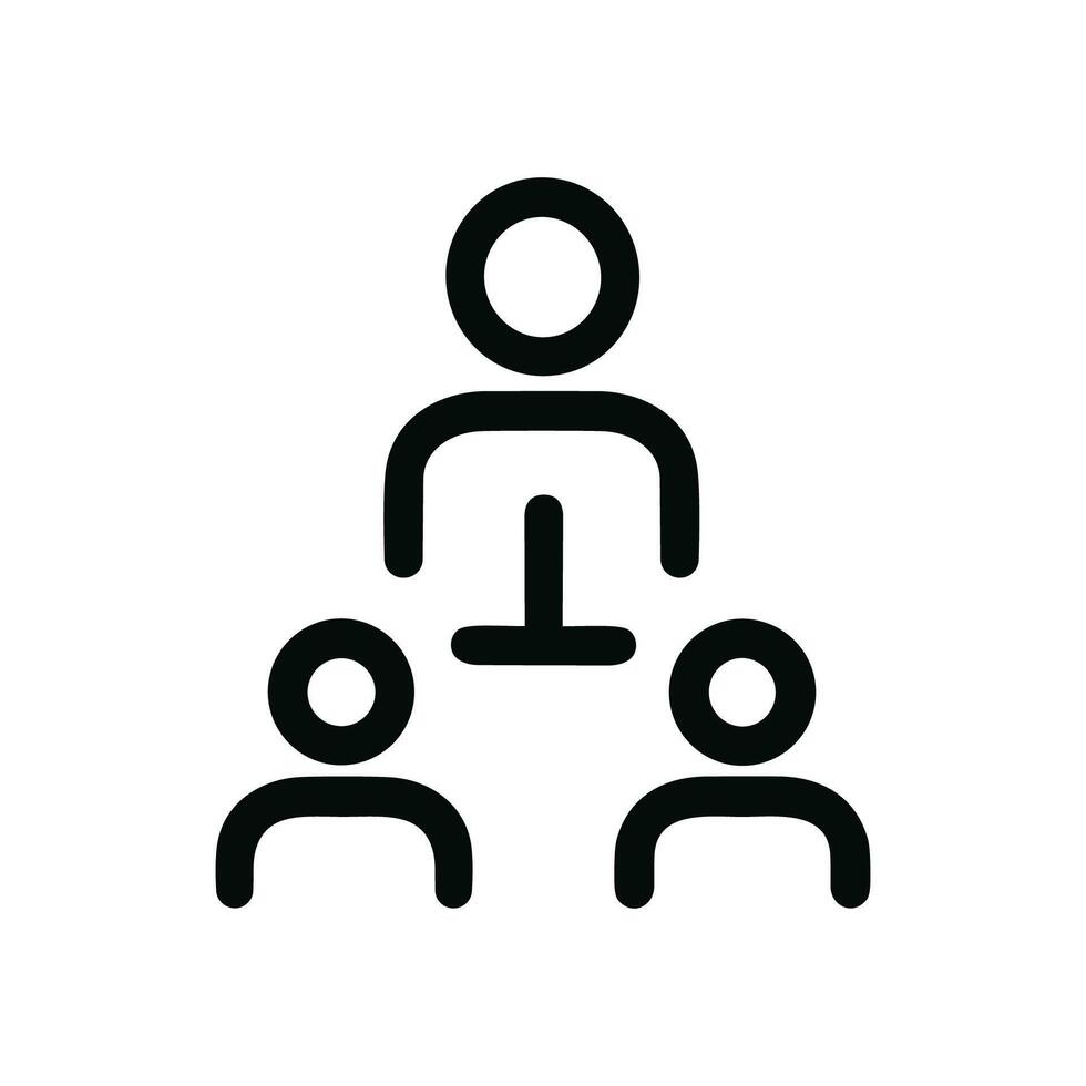 Minimalist Outline Group Hierarchy Leader Relationship Business Thin Line Icon vector