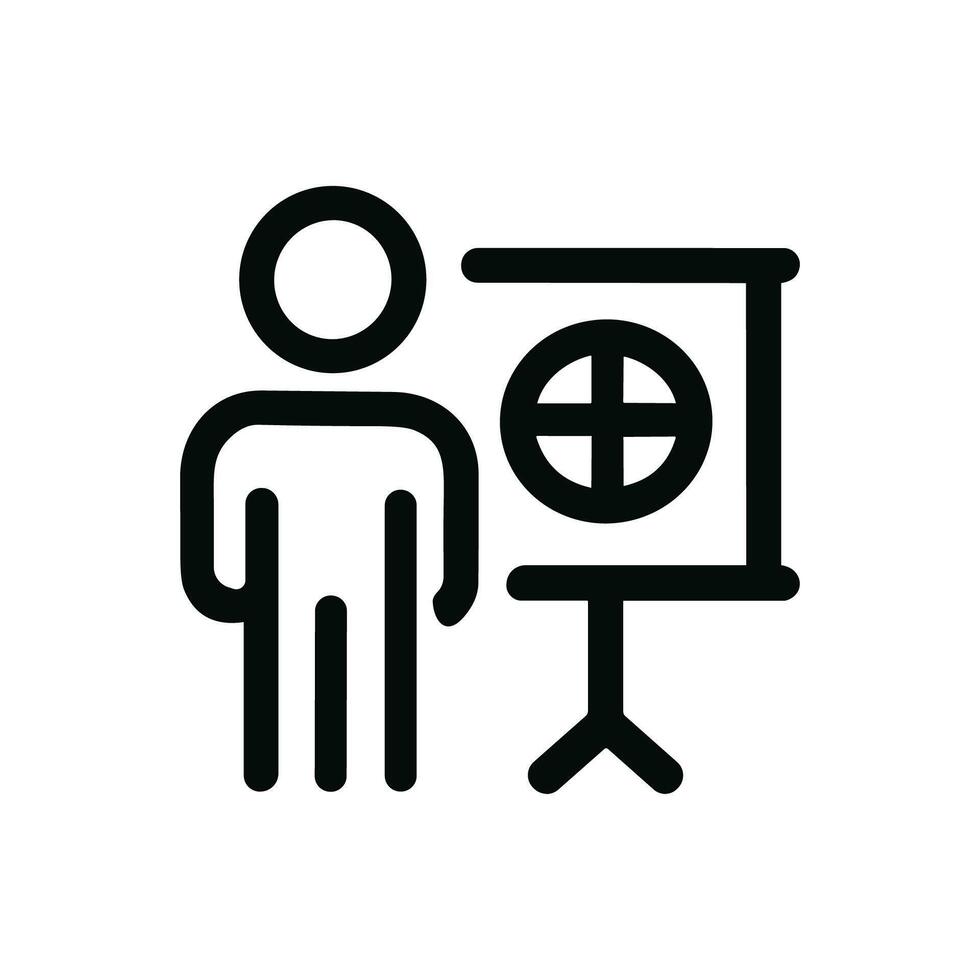 Line Style Presentation with Person and Circle Target Icon Illustration vector