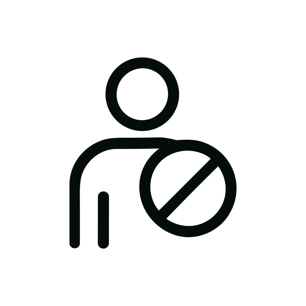 Simple Outline Person with Stop Sign Shape Minimalist Icon Graphic vector