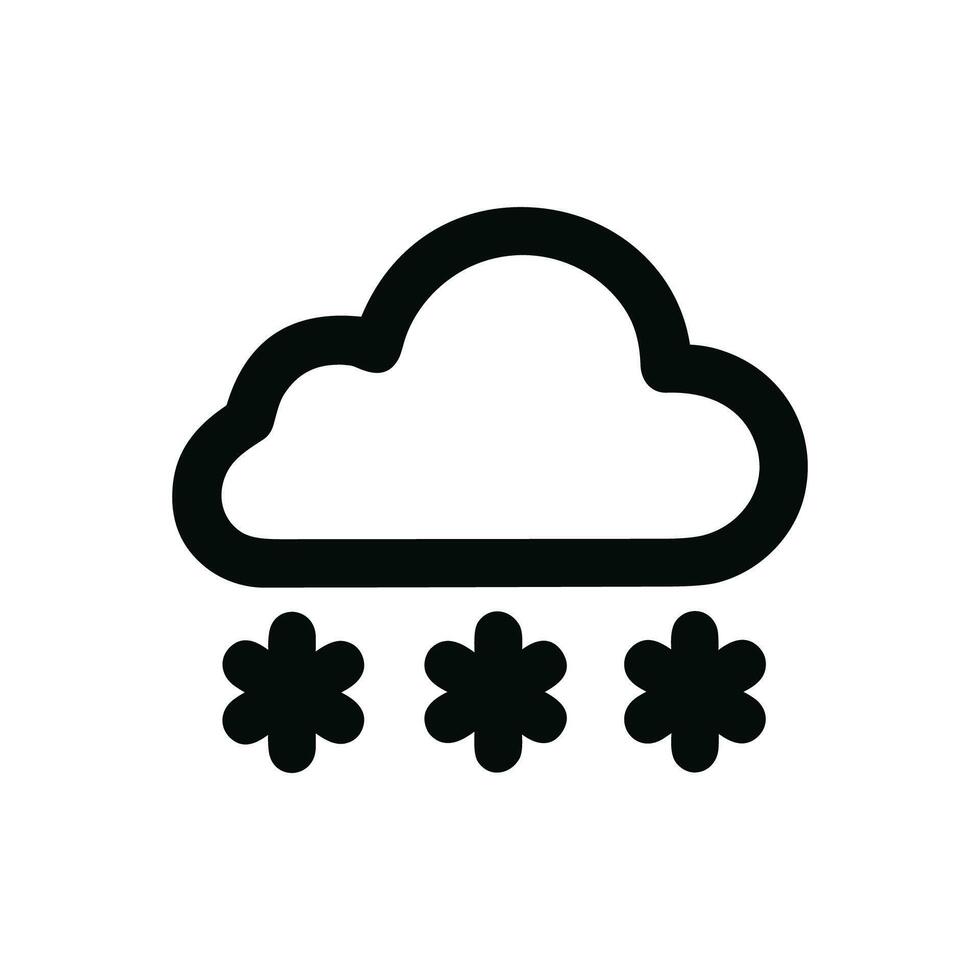 Simple Outline Cloud Snowfall Weather Forecast Black and White Symbol Icon vector