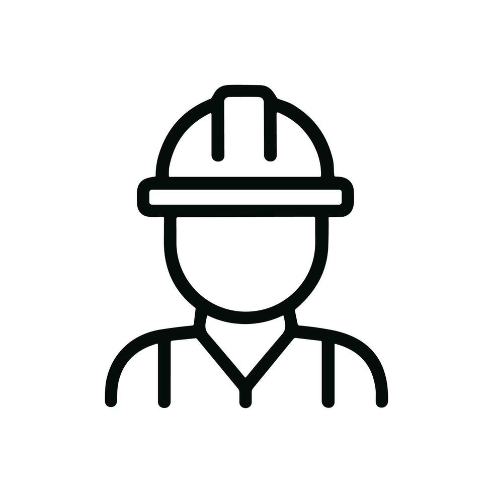 Minimalist Outline of a Person with Hard Hat and Jacket Icon vector