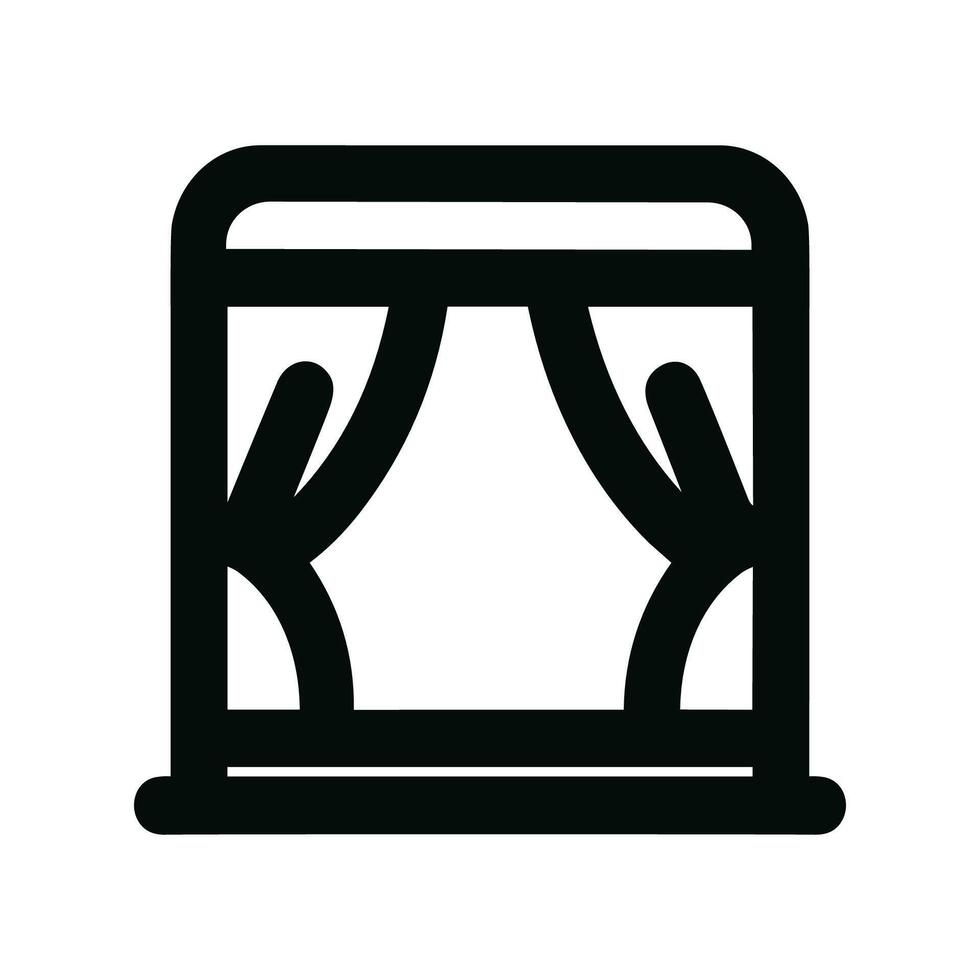 Simple Line Art Stage Curtain Decoration Show Icon Symbol vector