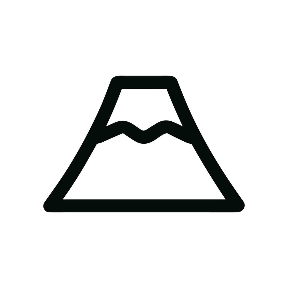 Minimalist Line Art Mountain with Snow Peak Outline Icon Symbol vector