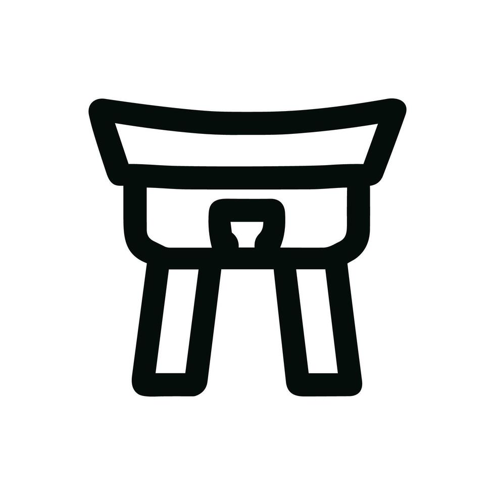 Simple Line Art Torii Gate Icon Isolated on White Background vector