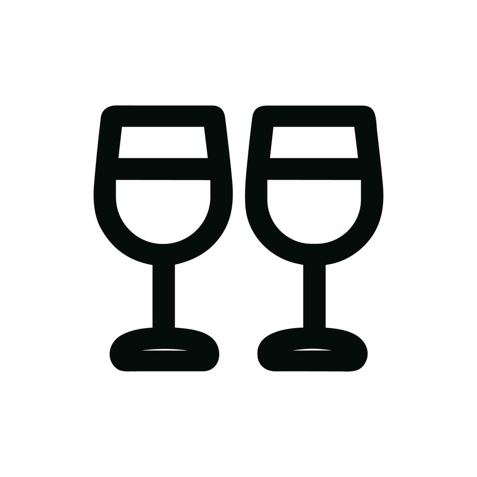 Minimalist Outline Toasting Wine Glass Celebration Event Icon Graphic vector