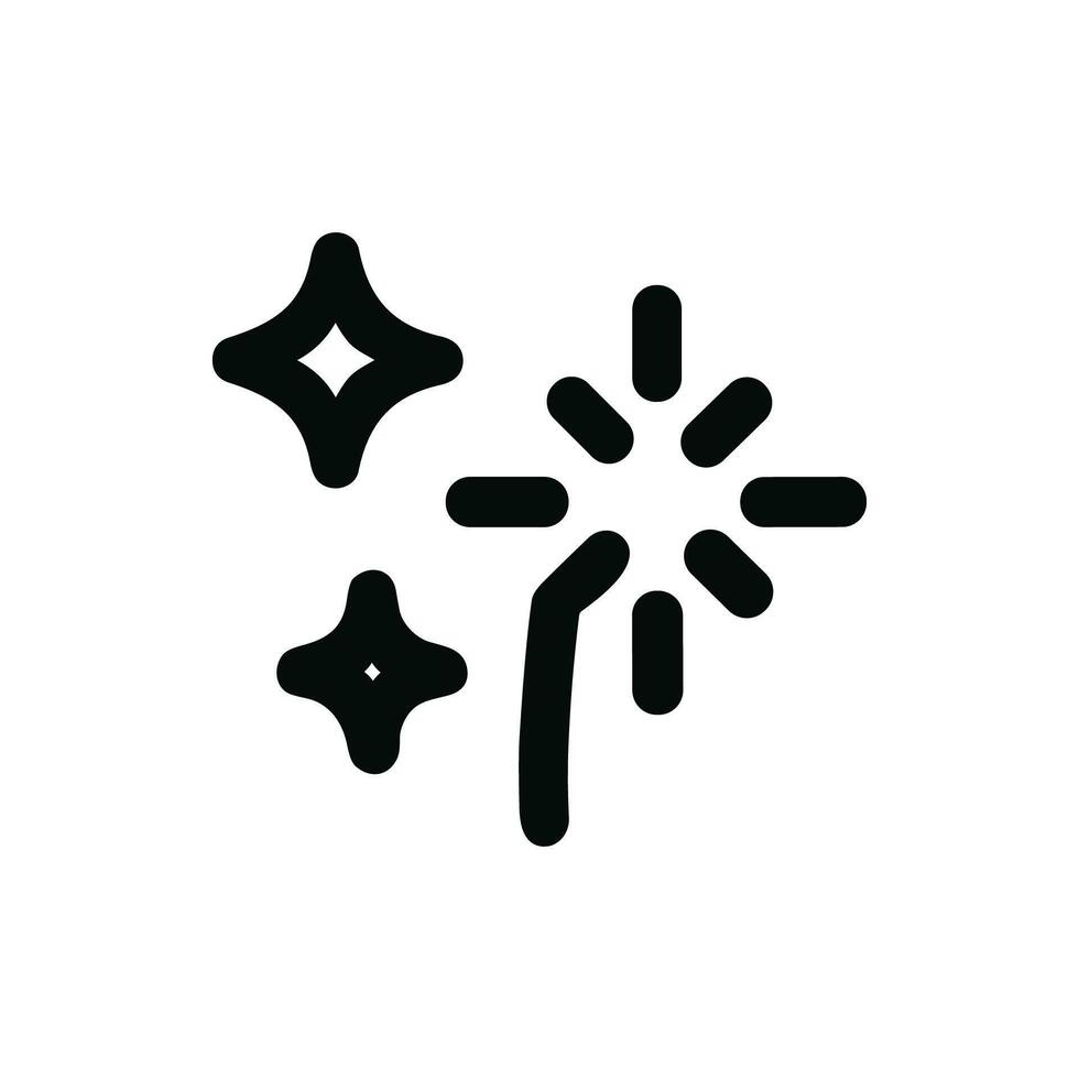 Simple Outline Sparkle Wand Magical Element Icon Graphic Design vector