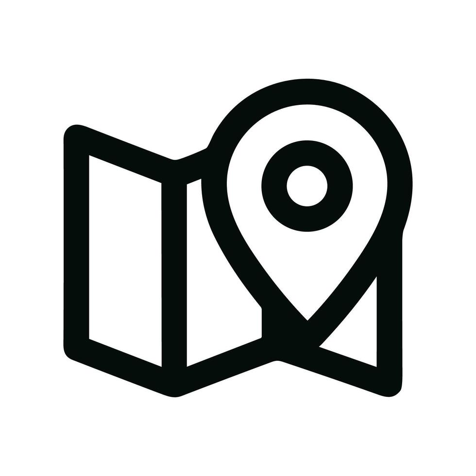 Simple Outline Map Location Pointer Icon for Navigation and Travel vector