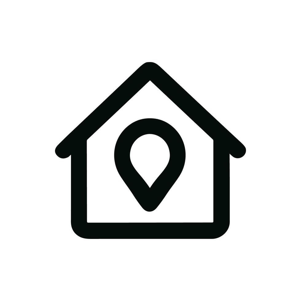 Simple Line Home Location Pin Marker Icon Design for Real Estate vector