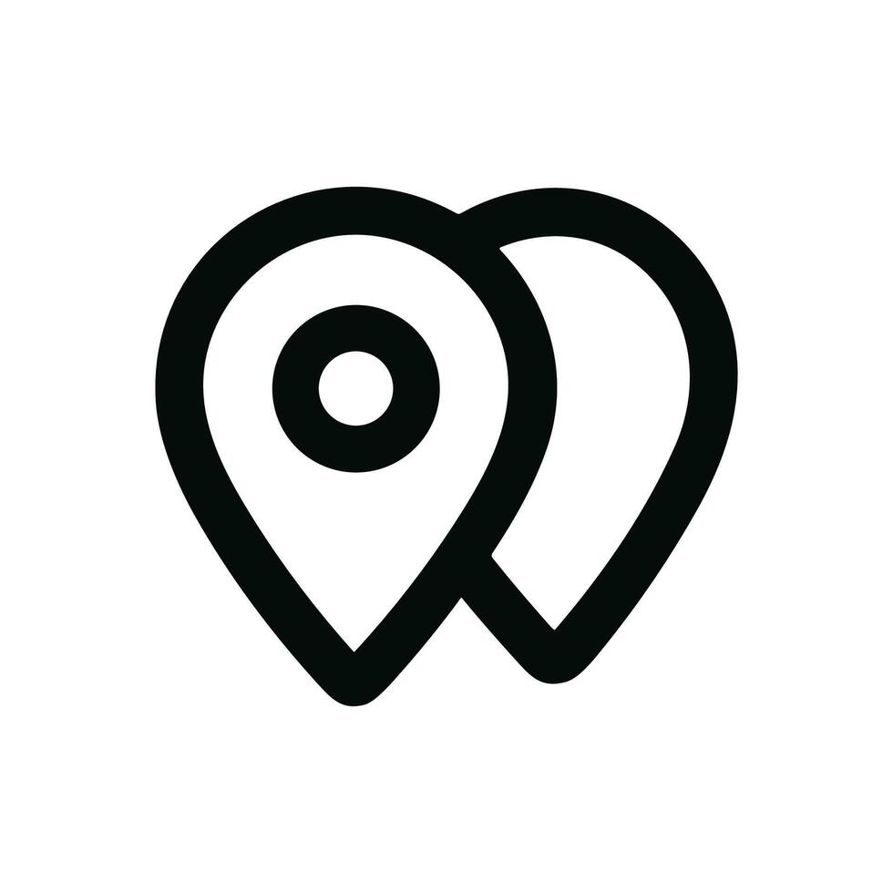 Line Simple Design Two Location Pointer Shape Icon Graphic vector