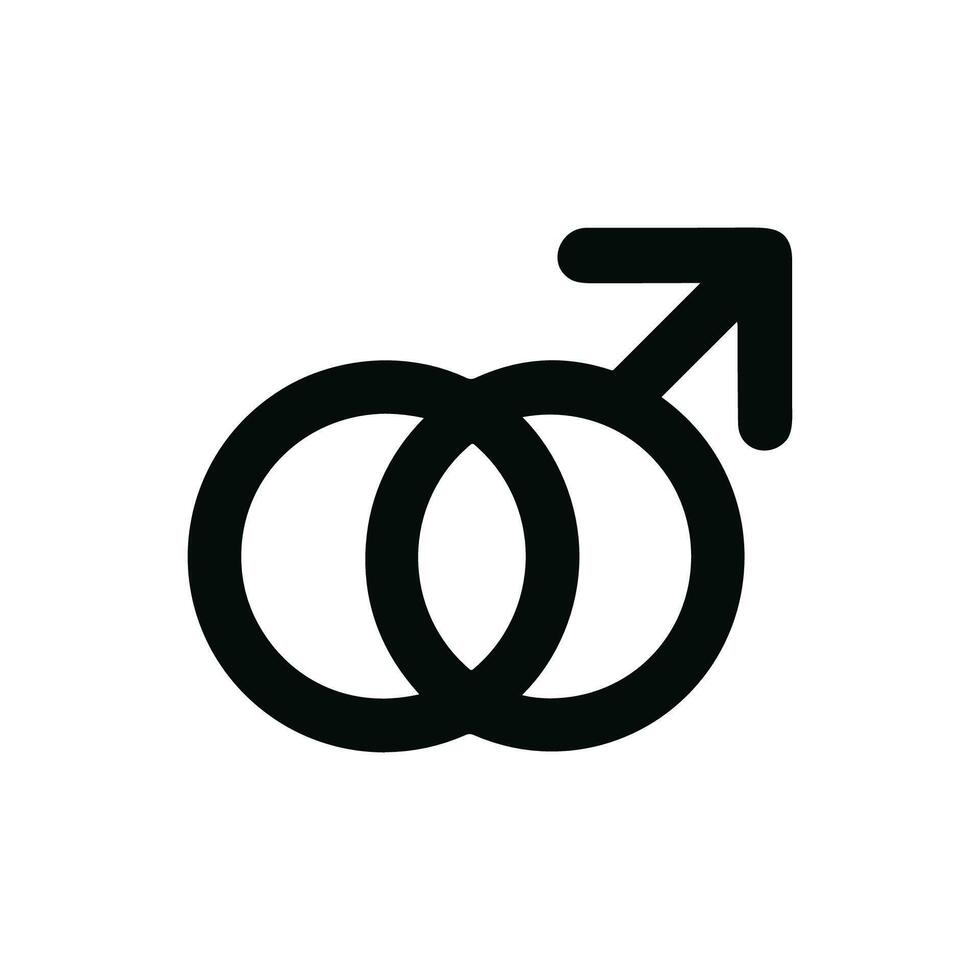 Simple Black Outline Male Symbol Interlocking Rings Relationship Icon vector