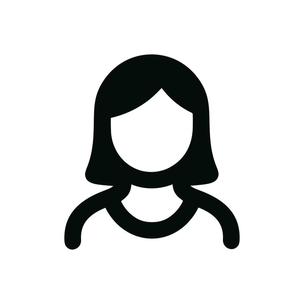 Simple Line Woman Avatar Profile with Short Hair Style Icon vector