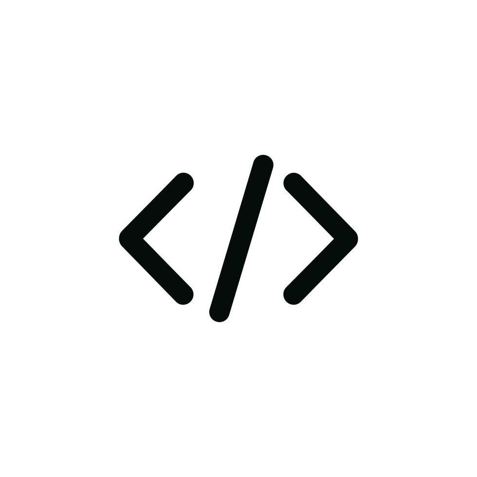 Simple Line Art Code Bracket Sign Shape Icon for Development vector