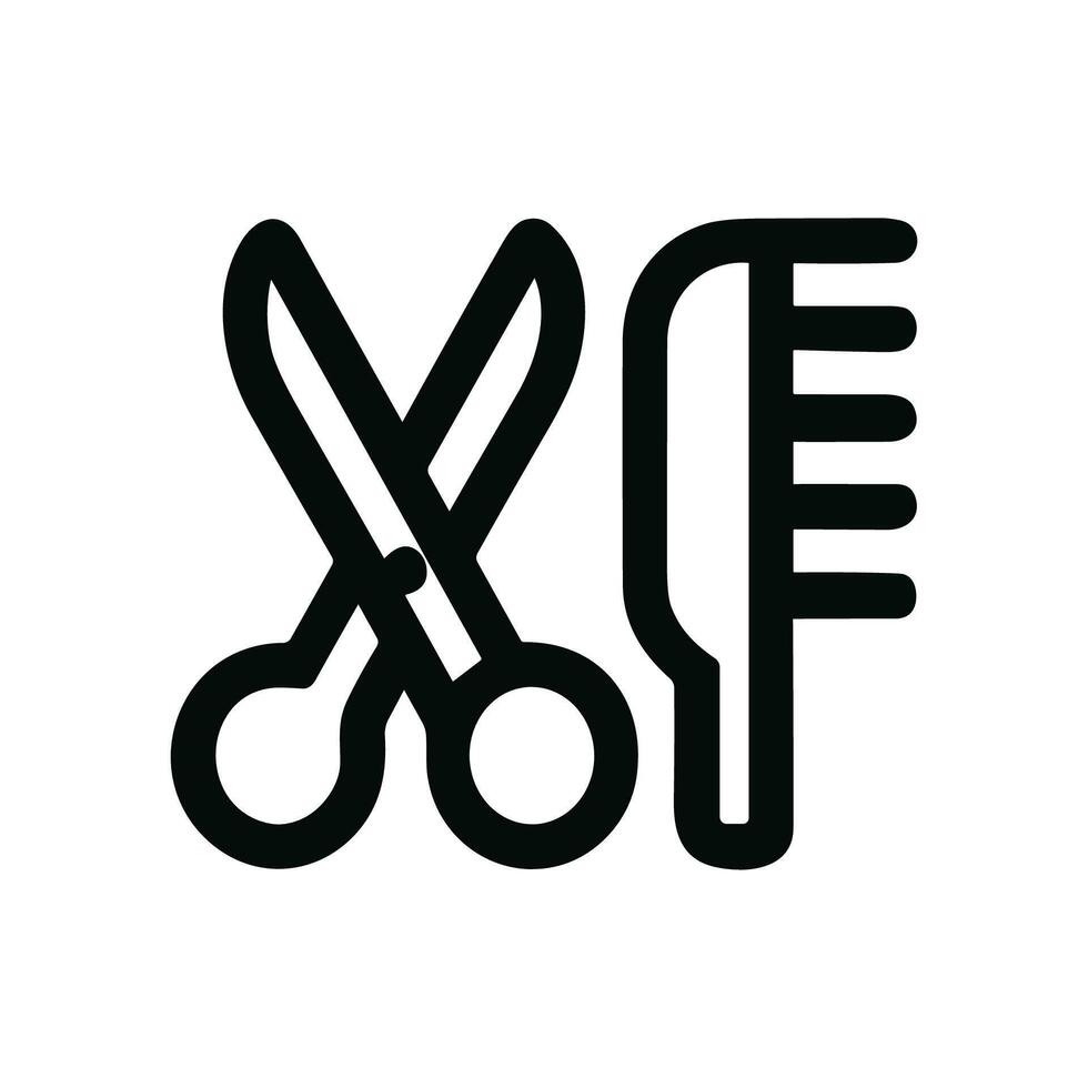 Outline Simple Scissor And Comb Icon, Hair Salon Equipment Graphics vector