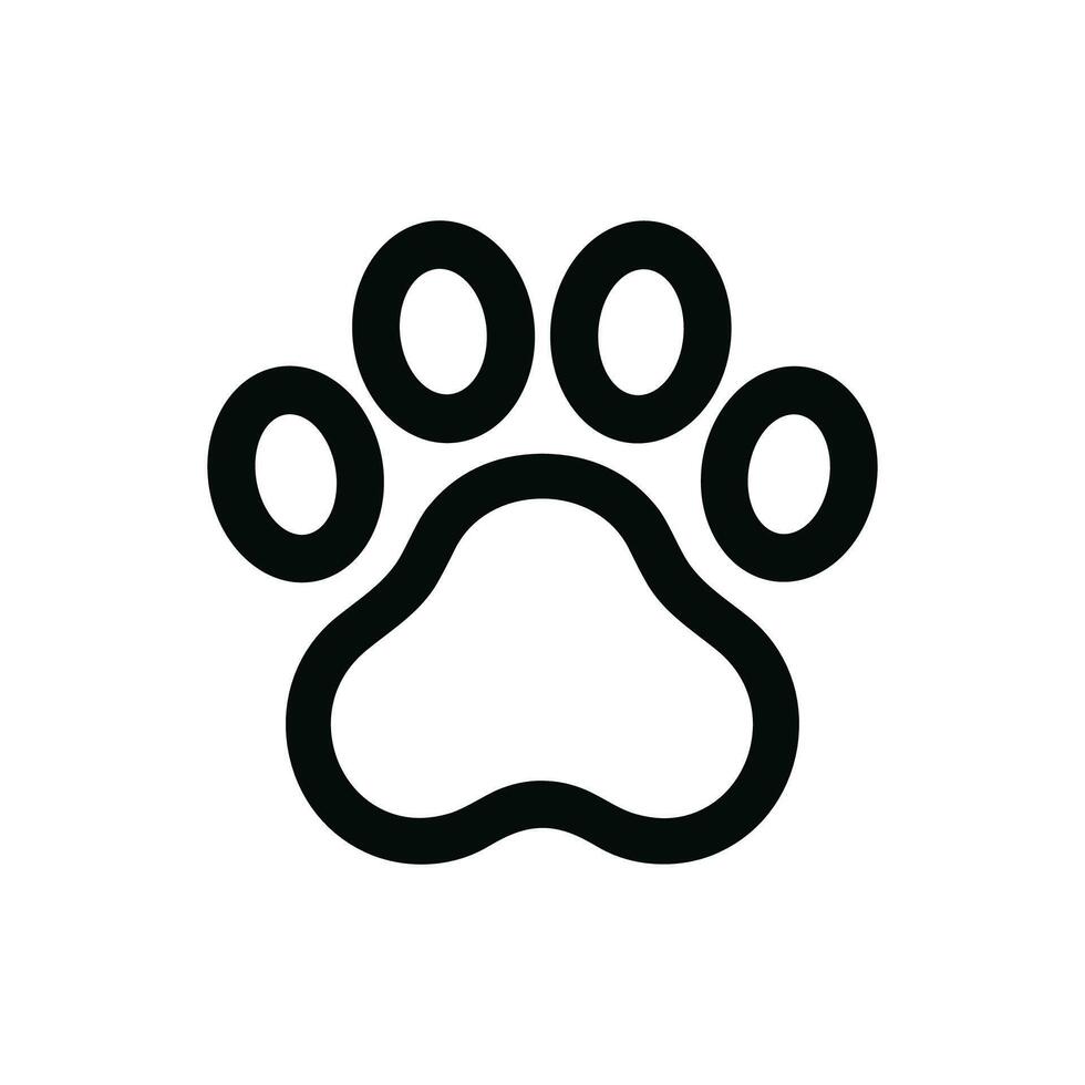 Simple Line Art Paw Print Shape Pet Animal Icon Design vector