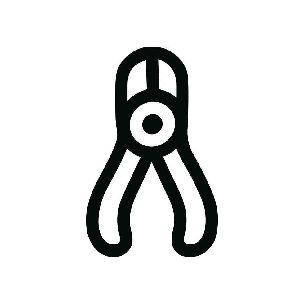 Simple Line Art Pliers Icon Tool Equipment Black And White vector