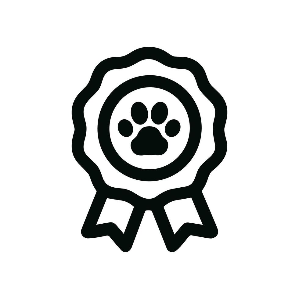 Minimalist Outline Pet Paw Badge Award Shape Icon Line Art vector