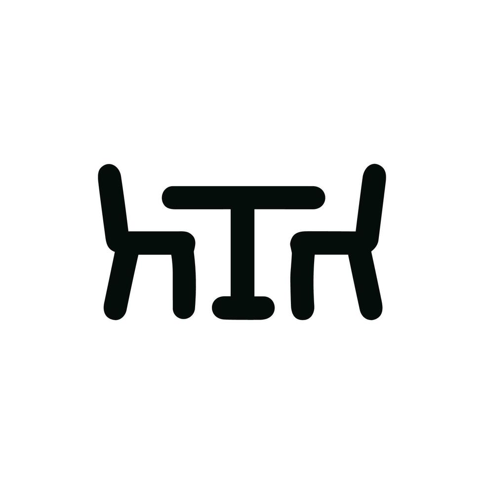 Simple Minimalist Table and Two Chairs Furniture Icon Illustration vector