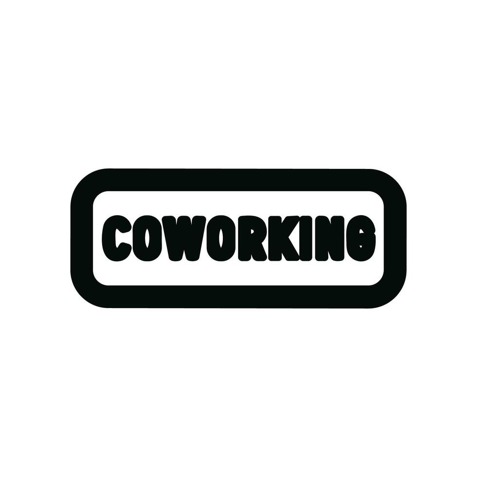 Simple Outline Rectangular Coworking Word in a Bold Black Frame Icon vector