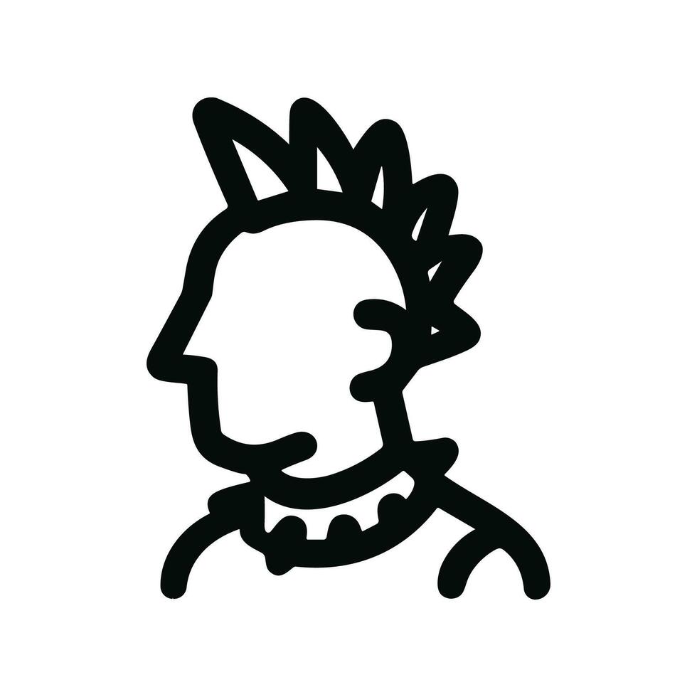 Simple Line Drawing Mohawk Hairstyle Punk Rocker Head Icon Graphic vector