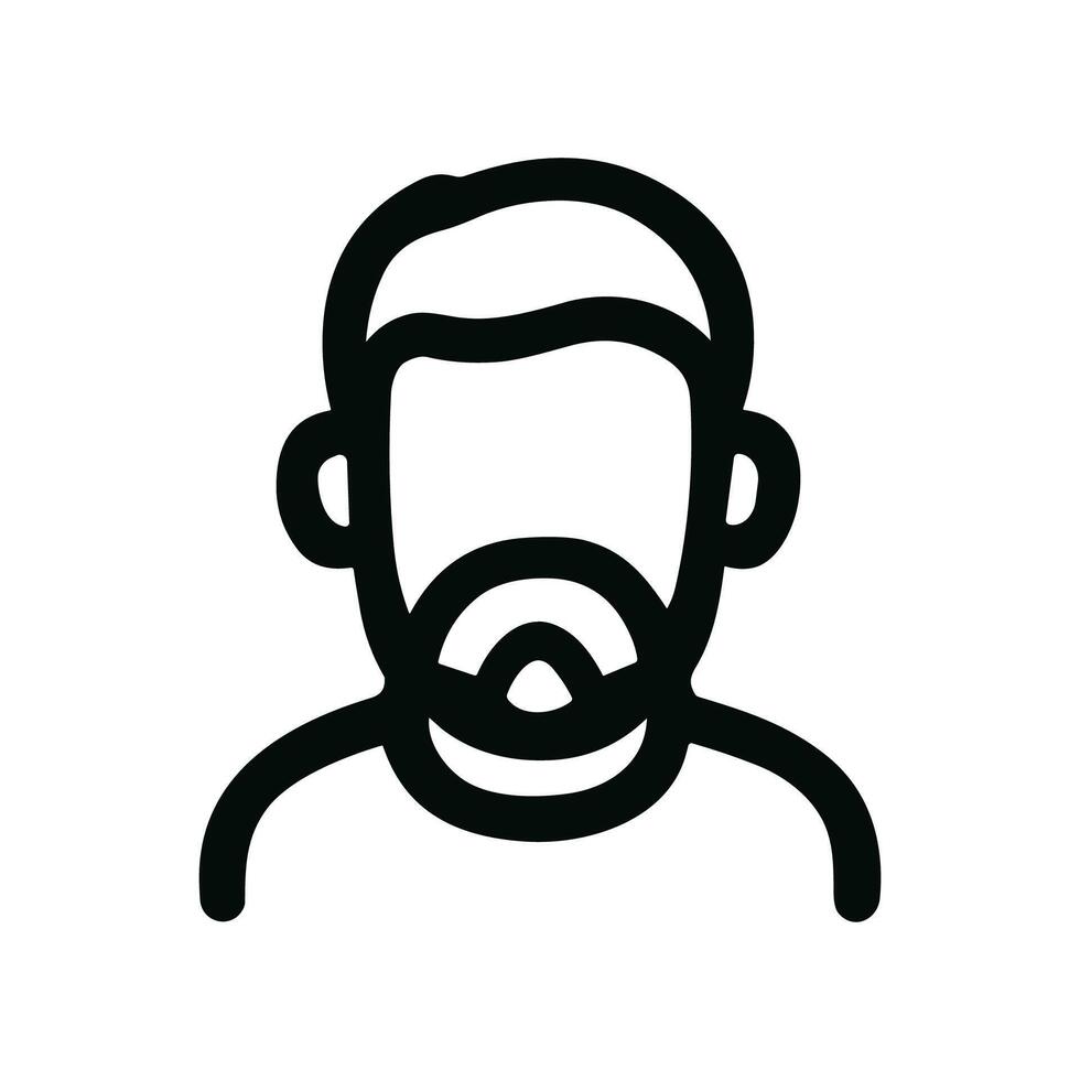 Simple Outline Bearded Man Icon Graphic Profile Isolated Illustration vector