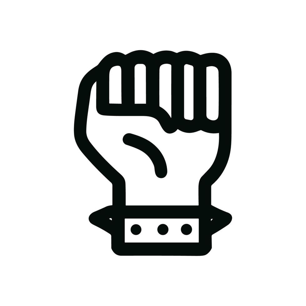 Line Drawing Raised Fist with Spiked Wristband Symbol Icon Design vector