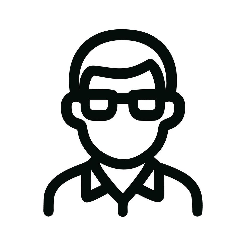 Simple Outline Style Man with Glasses Head and Shoulder Icon vector