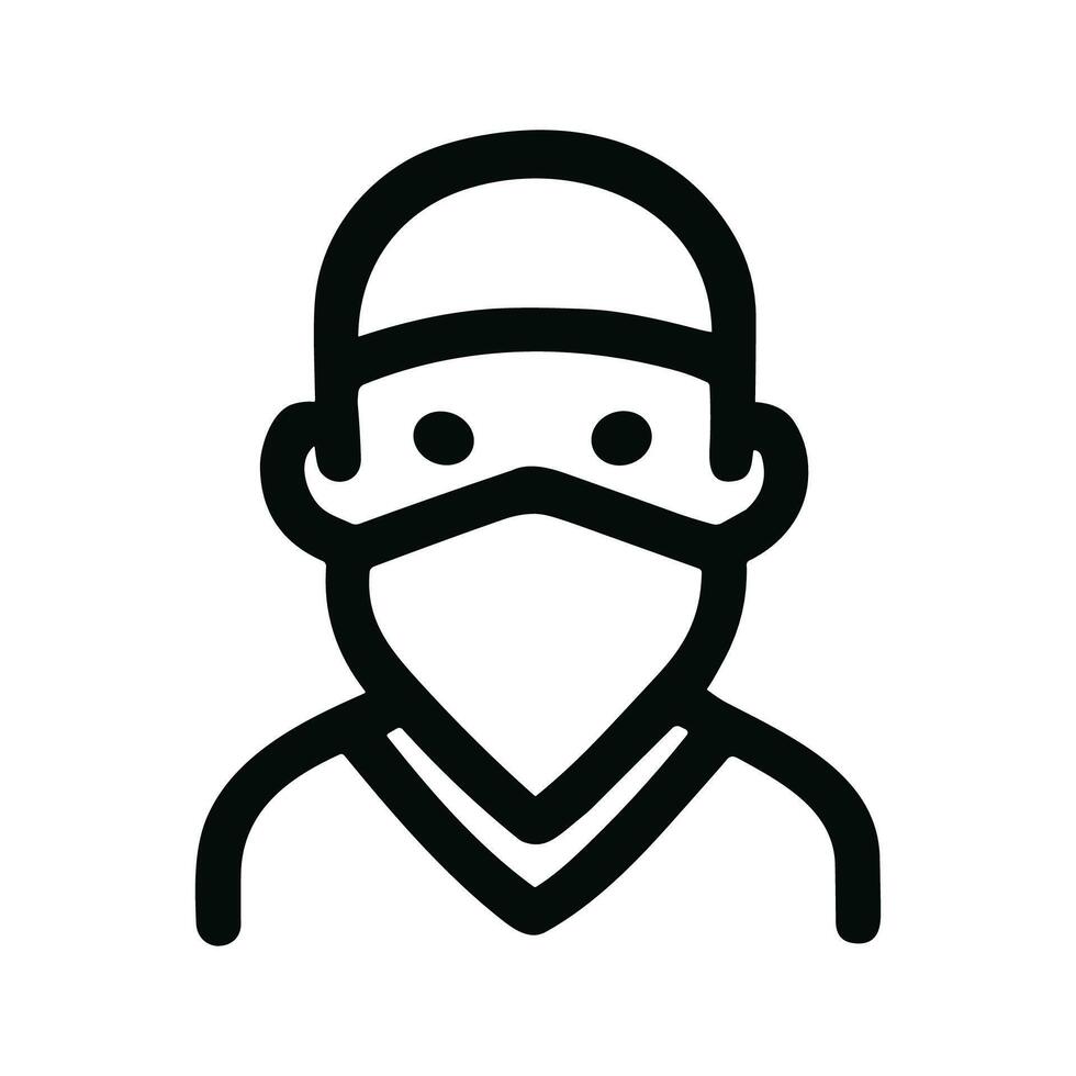 Minimalist Outline Style Surgical Staff Wearing Mask Line Icon Symbol vector