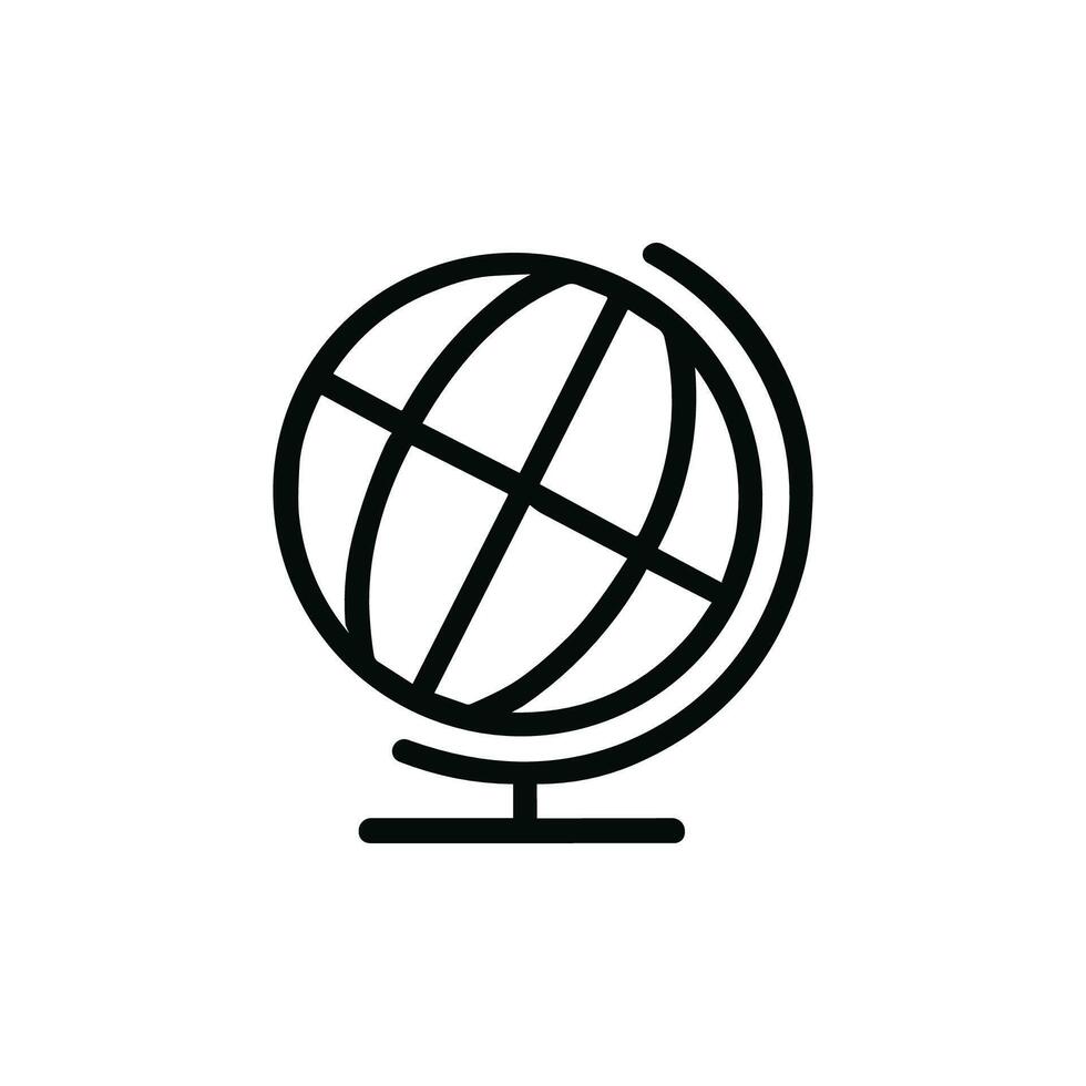 Minimalist Line Globe Outline Earth World Displayed Education Icon vector