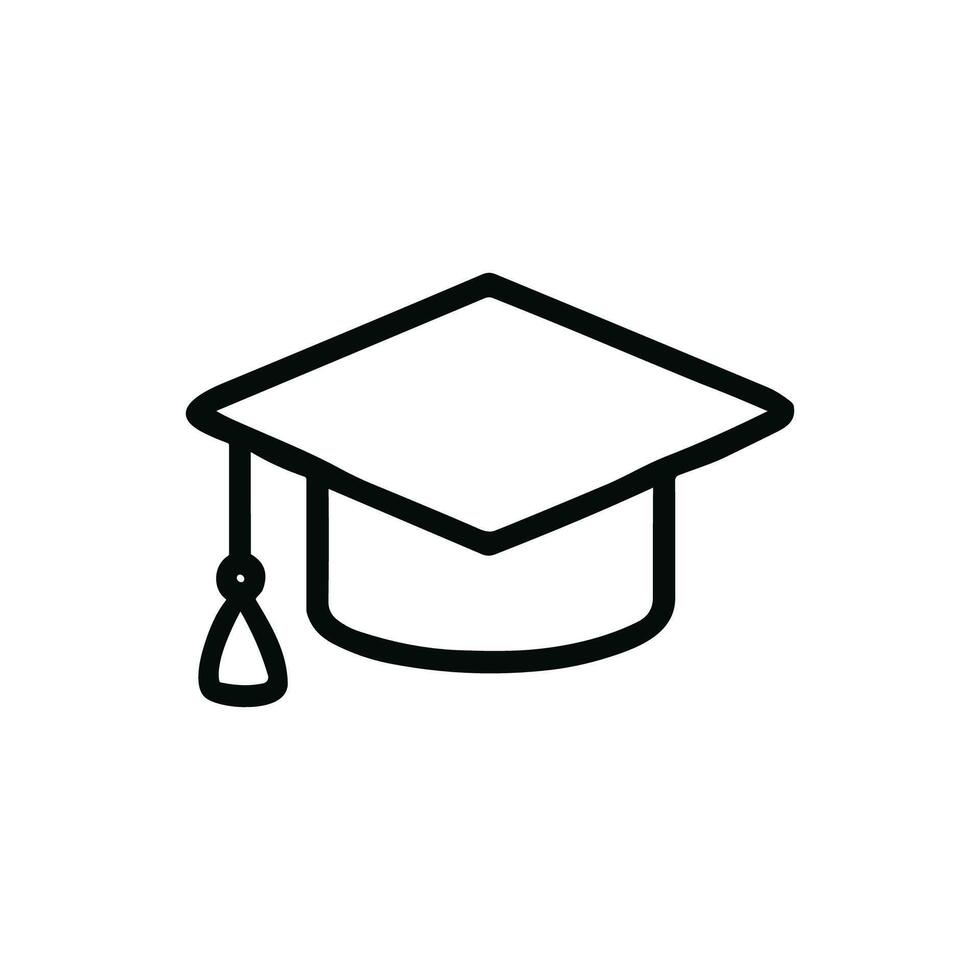 Minimalist Outline Mortarboard Academic Cap Graduation Symbol Education Icon Design vector