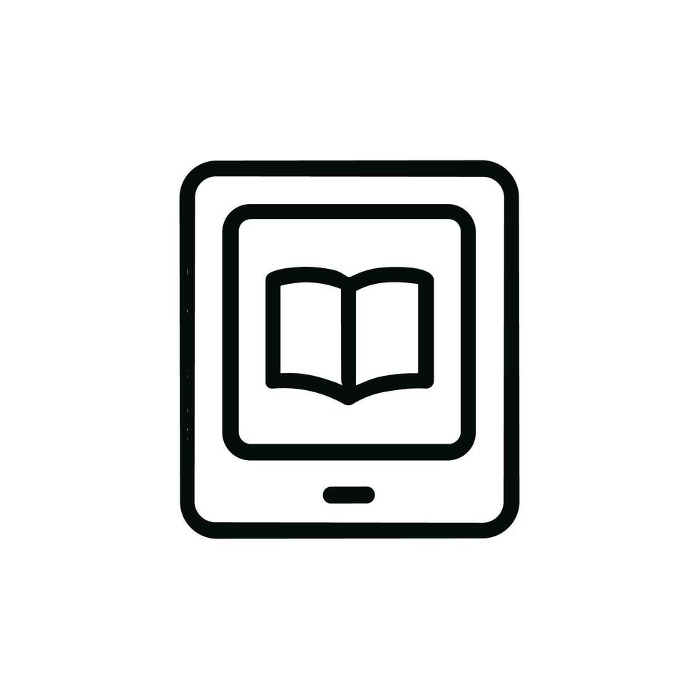 Simple Outline Ebook Reader with Open Book Sign Symbol Education vector
