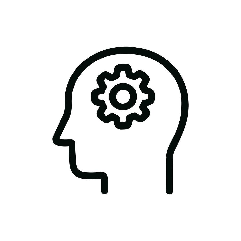 Simple Outline Mind Gear Thinking Process Concept Idea Head Icon vector