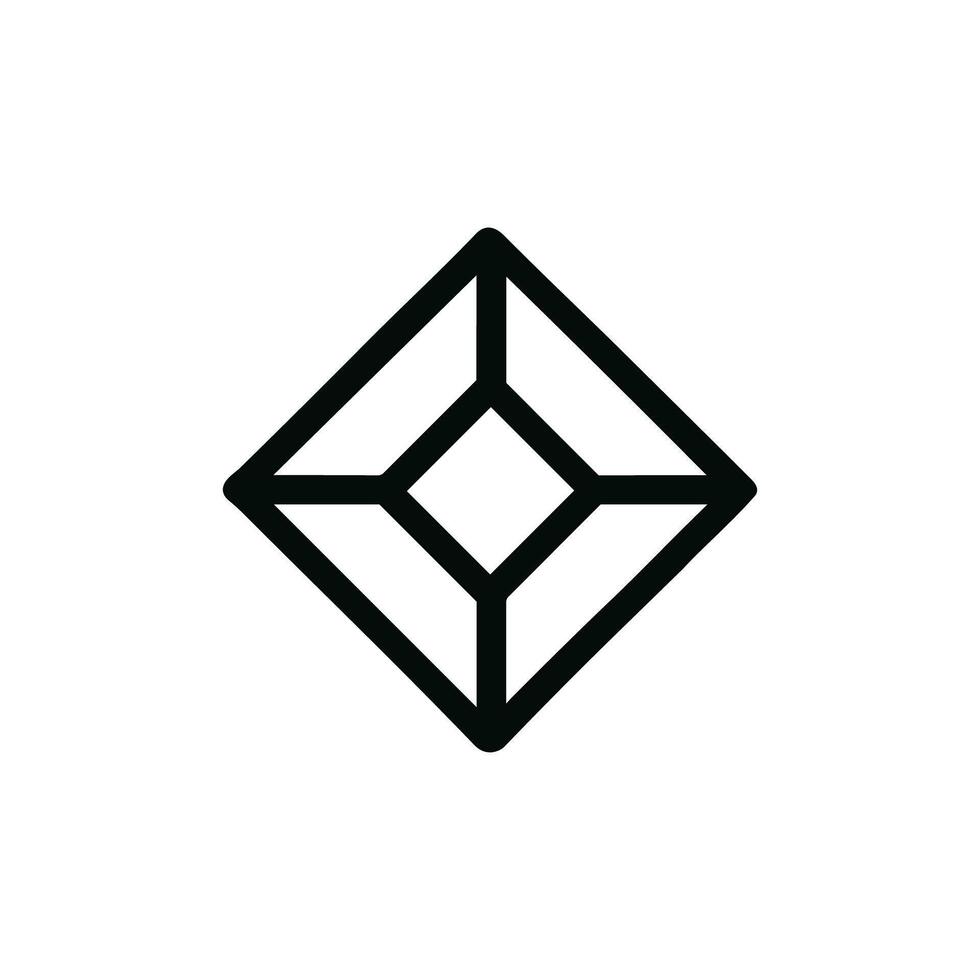 Simple Outline Geometric Diamond Shape Jewel Design Icon Element vector