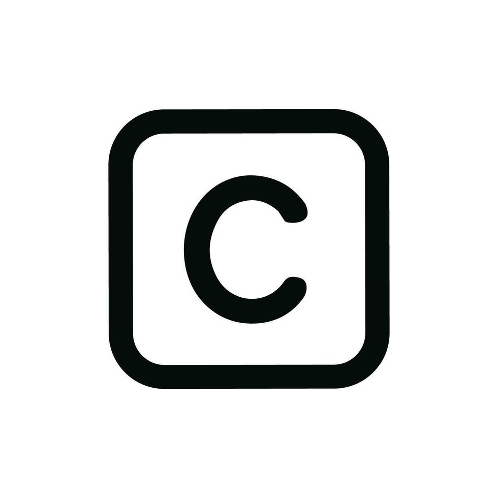 Simple Line Square Letter C Initial Rounded Corner Icon Symbol vector
