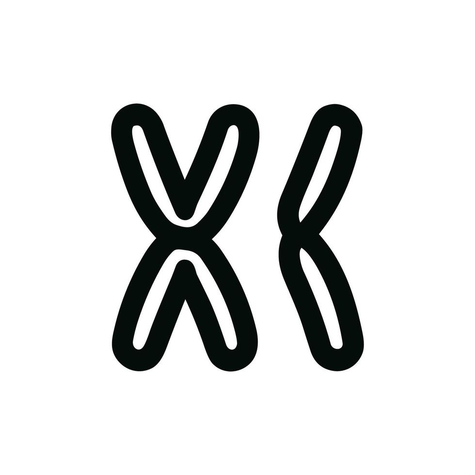 Simple Outline Black and White Chromosome Pair Icon Genetic Biology vector