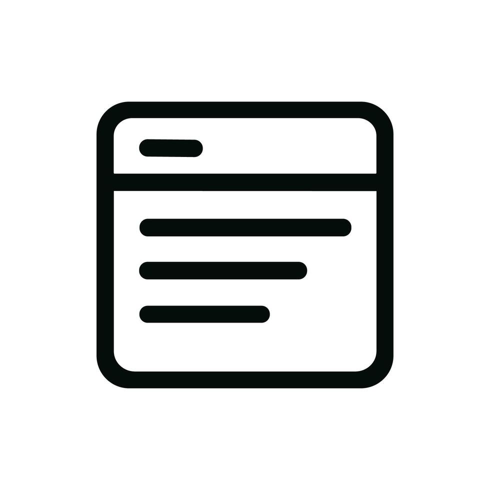 Simple Outline Rounded Corner Document Page with Text Content Icon vector